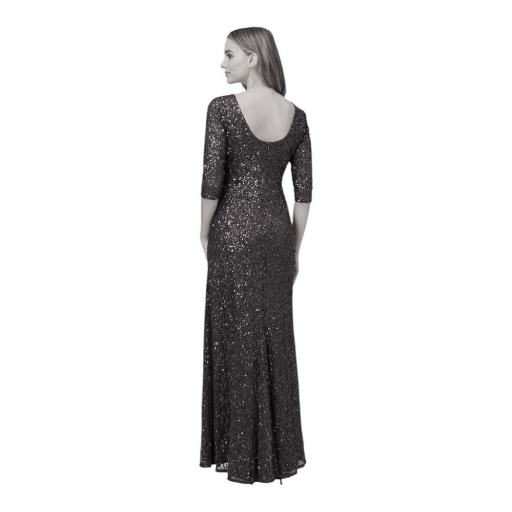 Adriana Papell 3/4 Sleeve Beaded Mermaid Gown in Dusty Emerald NWT - Picture 7 of 10